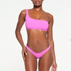 Signature Swim One Shoulder Bikini Top / Bottom- Neon Orchid